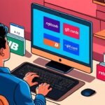 Person working on computer with gift card and crypto options
