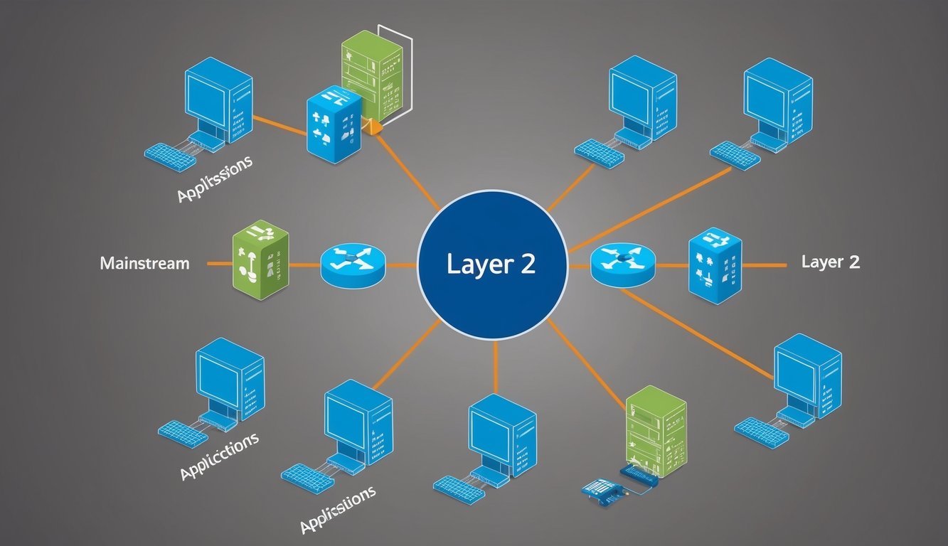 A network diagram showing various mainstream applications connected through Layer 2 solutions