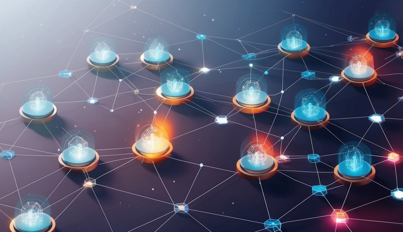 A network of interconnected nodes symbolizing blockchain technology