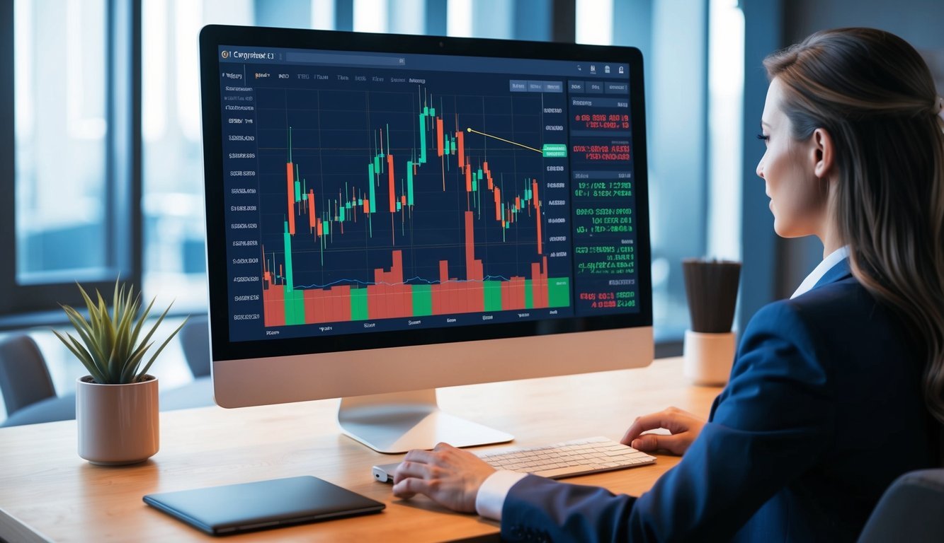 A computer screen displaying cryptocurrency charts and financial data for margin trading