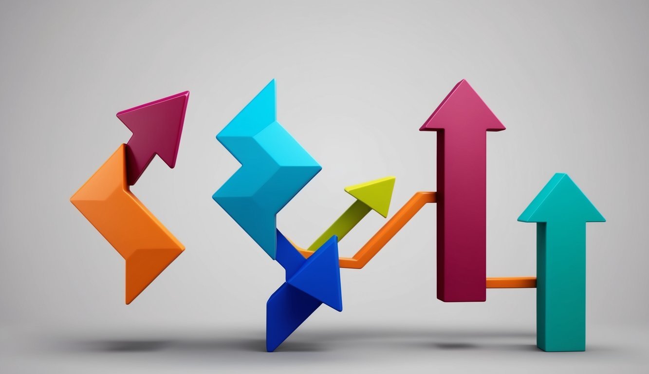 A group of arrows pointing in different directions, some rising and some falling, symbolizing the fluctuating market sentiment