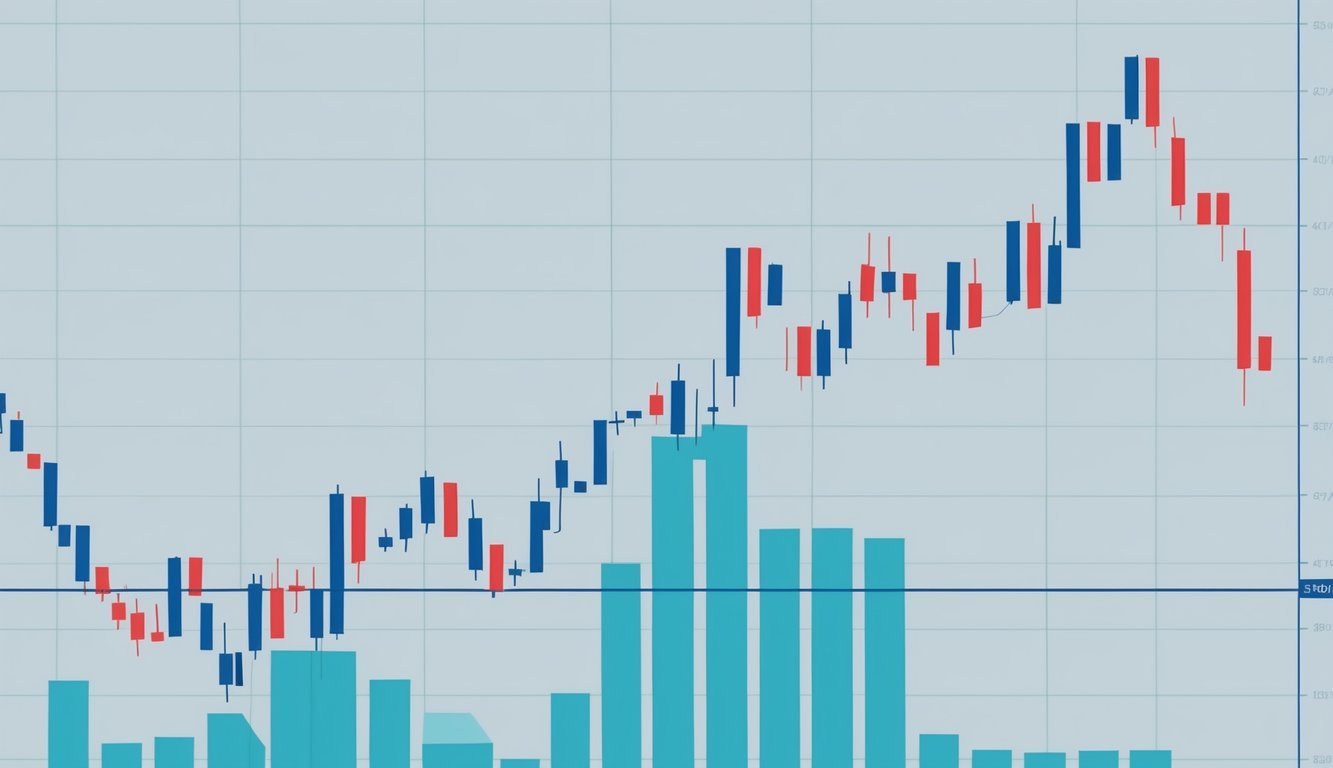 A stock chart with a line graph showing a price dropping below a set point, triggering a stop-loss order