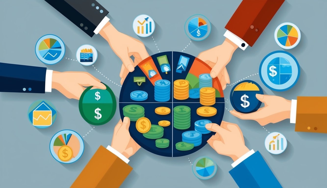 A diverse mix of financial assets being adjusted to achieve a balanced composition.</p><p>Different investment categories represented in the portfolio