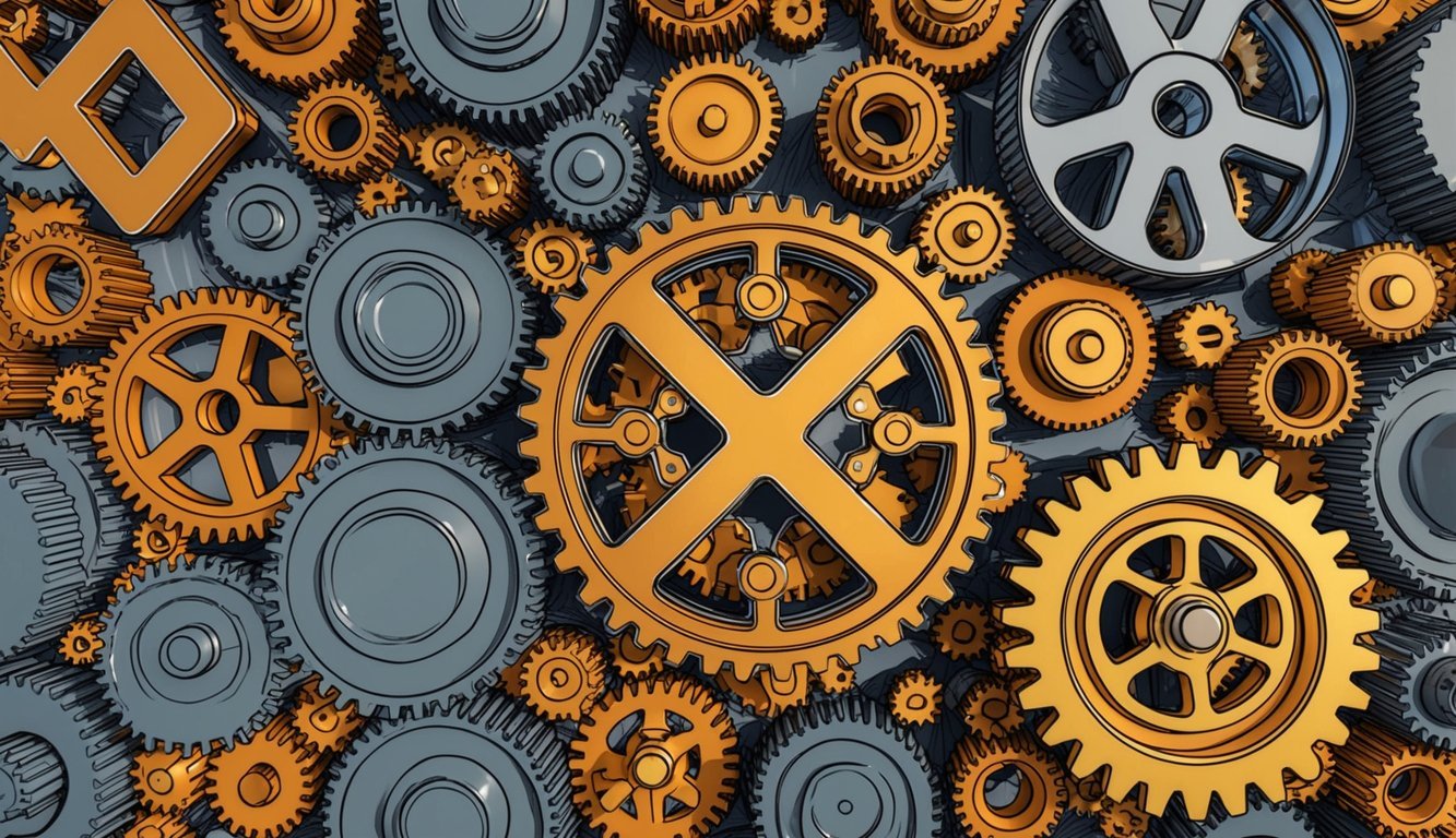 A collection of interconnected gears and cogs, symbolizing the decentralized nature of 0x (ZRX) cryptocurrency