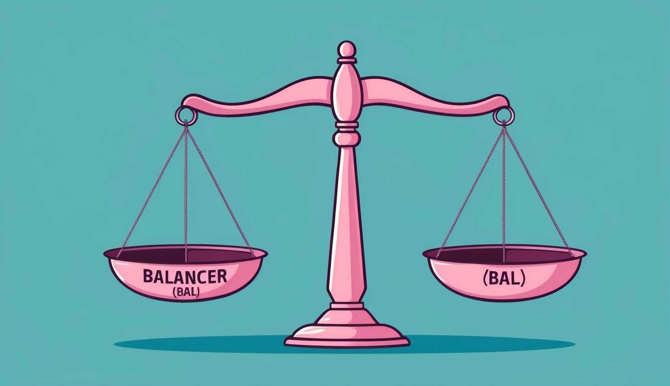 A scale with two balancing pans, one labeled "Balancer (BAL)" and the other empty, symbolizing the concept of balance and equilibrium