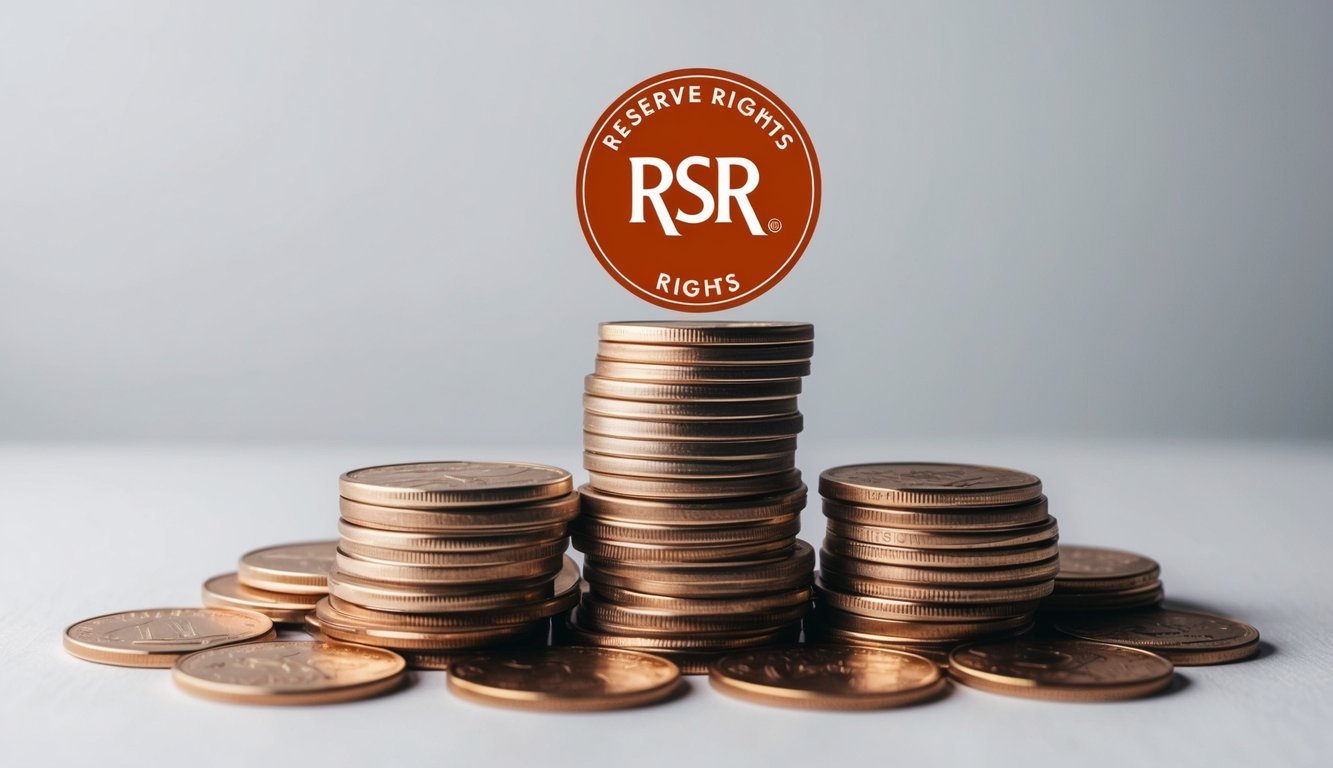 A stack of coins with the Reserve Rights (RSR) logo on top