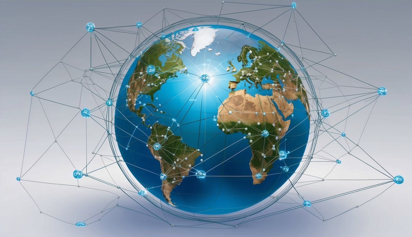 A globe surrounded by interconnected nodes, representing Band Protocol's global network