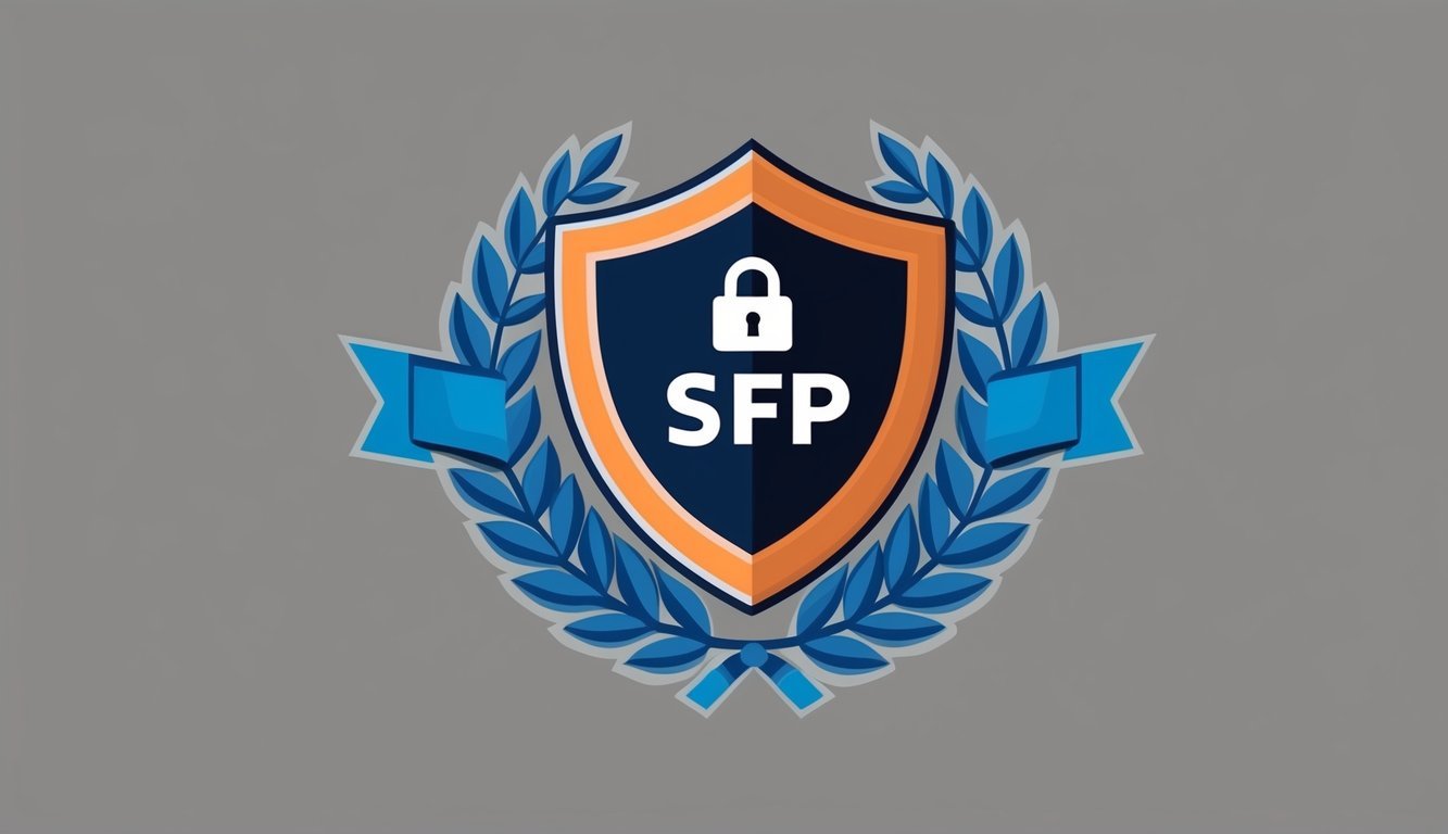 A SafePal (SFP) logo surrounded by a shield with a lock, symbolizing security and protection