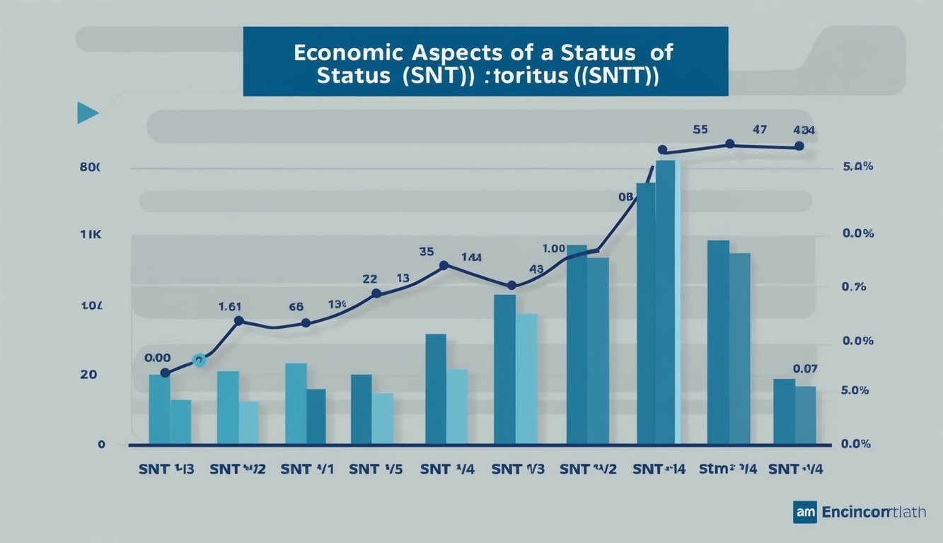 A bar graph displaying the fluctuating economic aspects of Status (SNT) over time