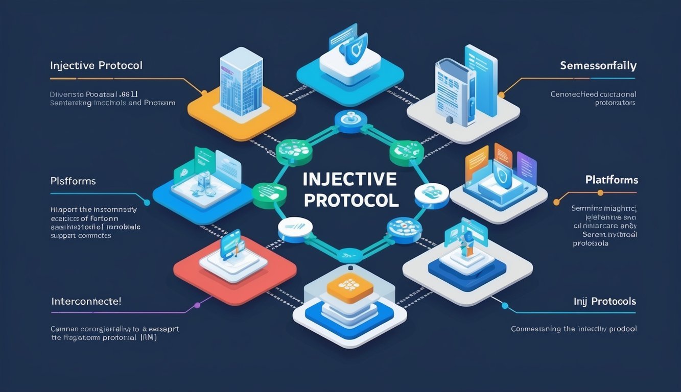 A diverse ecosystem of interconnected platforms and protocols, all working together seamlessly to support the Injective Protocol (INJ)