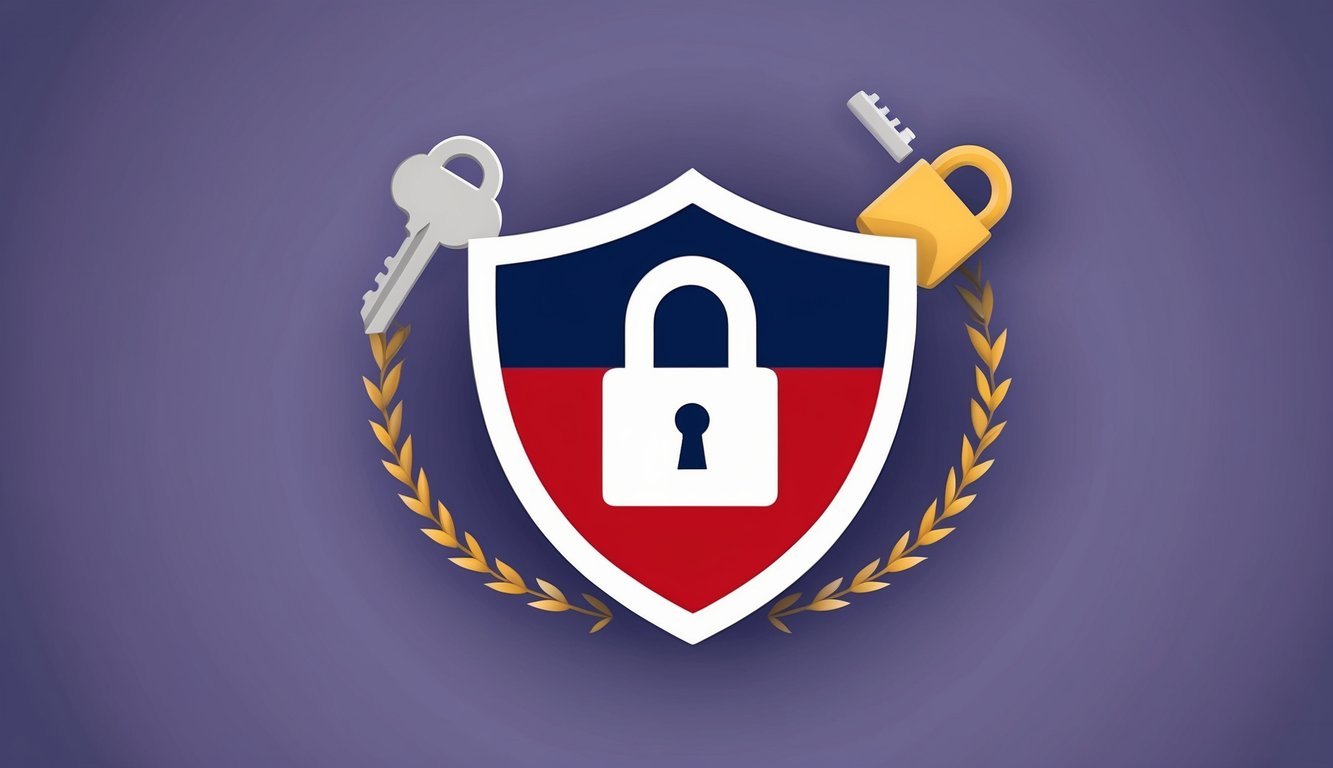 A SafePal (SFP) logo surrounded by a shield, lock, and key, symbolizing security and protection