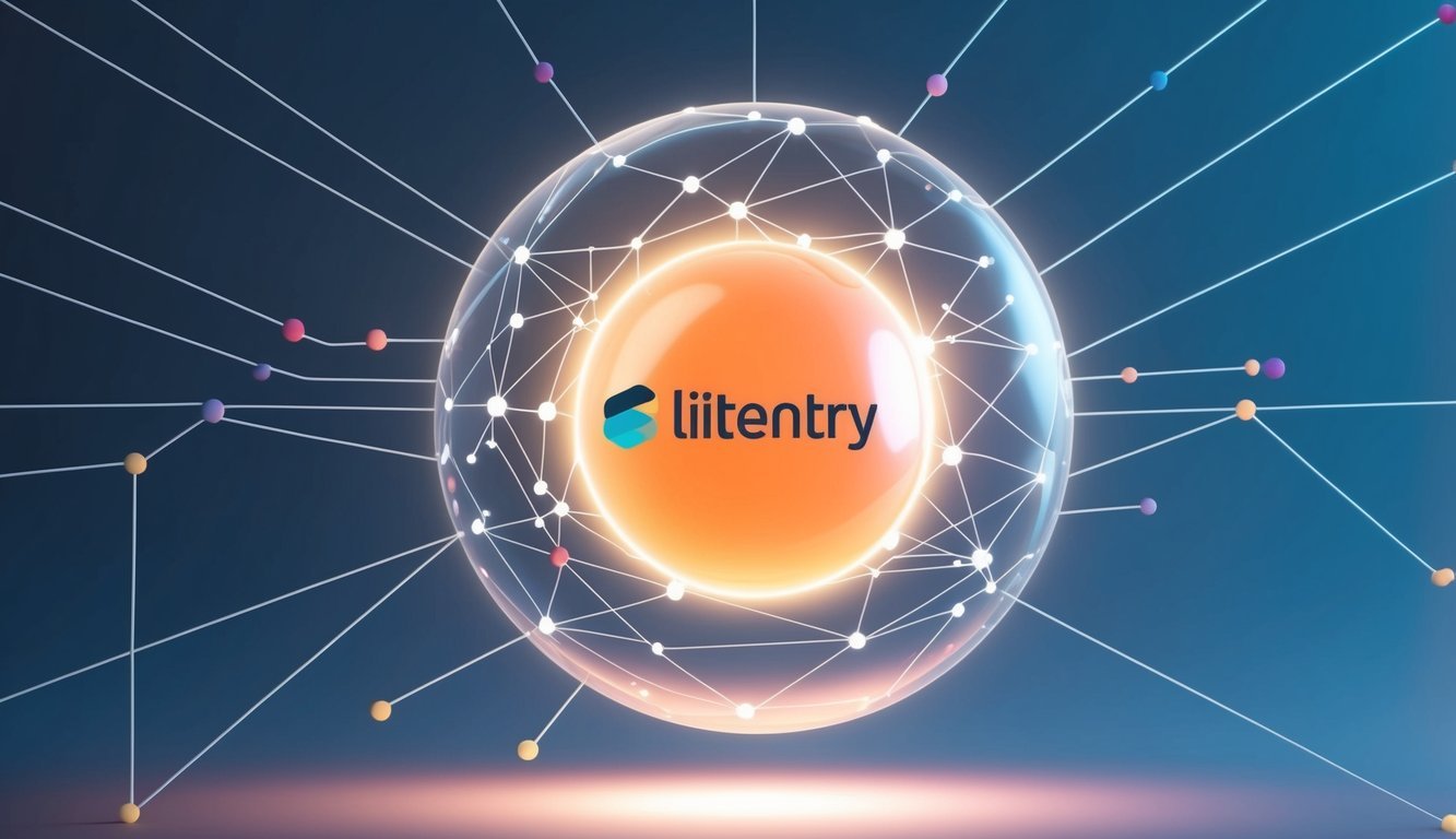 A glowing orb surrounded by interconnected lines and nodes, representing the decentralized identity platform Litentry (LIT)